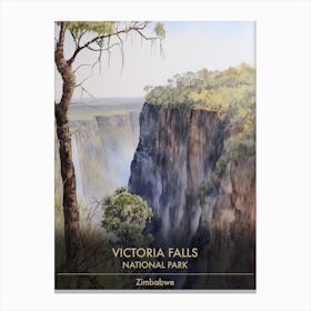 Victoria Falls National Park Zimbabwe Watercolour 3 Canvas Print