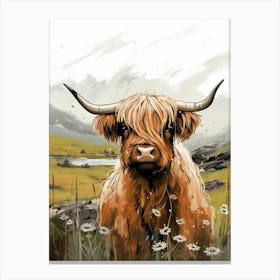 Highland Cow Illustration 1 Canvas Print