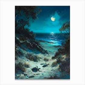 Sea Turtles In The Moonlight 2 Canvas Print