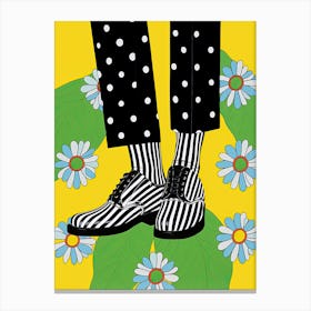 Sneaker Petal Power: Floral Footwear Art Canvas Print