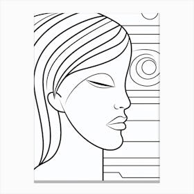 Simple Portrait Of Face Line Drawing 1 Canvas Print