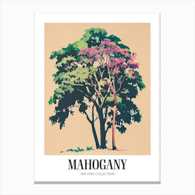 Mahogany Tree Colourful Illustration 3 Poster Canvas Print