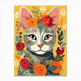 Pixiebob Cat With A Flower Crown Painting Matisse Style 2 Canvas Print