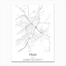 Hoor,Sweden Minimalist Map Canvas Print