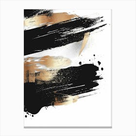 Black And Gold Brush Strokes 2 Canvas Print