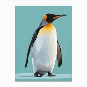 Emperor Penguin Carcass Island Minimalist Illustration 4 Canvas Print