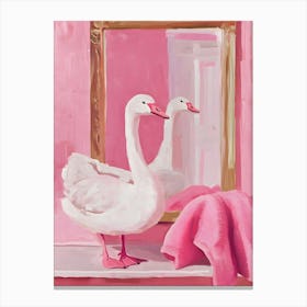 Swans In The Mirror Canvas Print