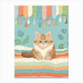 Cat On Crochet Bed 2 Canvas Print