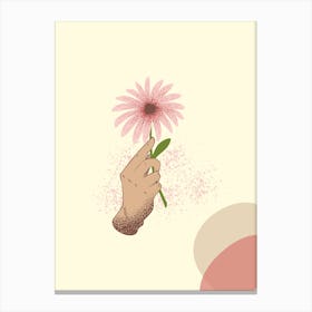 Hand Holding A Flower Canvas Print