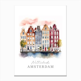 Netherlands, Amsterdam Storybook 4 Travel Poster Watercolour Canvas Print