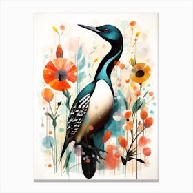 Bird Painting Collage Common Loon 1 Canvas Print