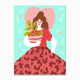 Women with plant Canvas Print