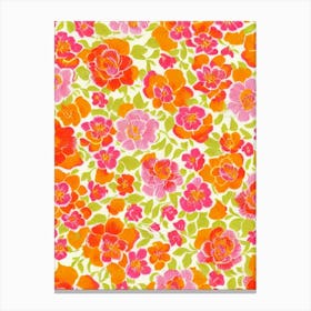 Camellia Floral Print Retro Pattern 2 Flower Canvas Print