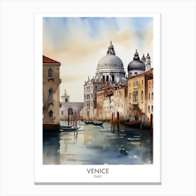 Venice Italy Watercolour Travel Poster 3 Canvas Print