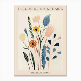 Spring Floral French Poster  Fountain Grass 2 Canvas Print