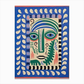 Folk Abstract Face Illustration 0 Canvas Print