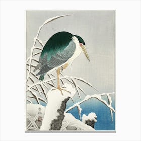 Heron In Snow (1920 1930), Ohara Koson Canvas Print
