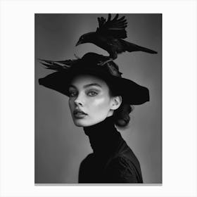 Crow in her Hat Canvas Print