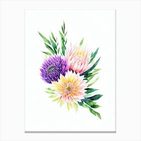 Proteas 3 Watercolour Flower Canvas Print