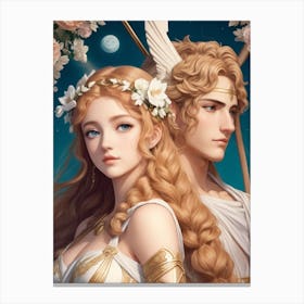 Dreamshaper V7 Apollo And Artemis Greek Mythology Anime 1 Canvas Print