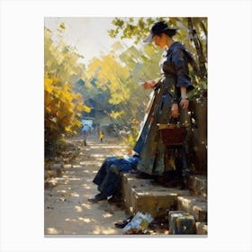 Woman In The Park Canvas Print