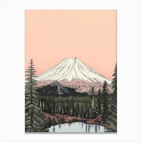 Mount St Helens Usa Color Line Drawing (5) Canvas Print
