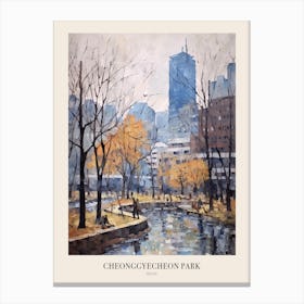 Winter City Park Poster Cheonggyecheon Park Seoul 6 Canvas Print