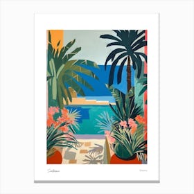 Santorini Greece Matisse Style 2 Watercolour Travel Poster Canvas Print
