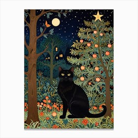 William Morris Black Cat In The Forest 3 Canvas Print