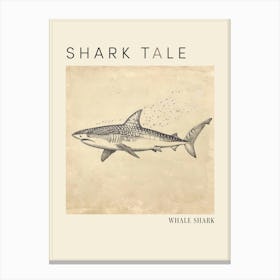 Whale Shark Vintage Illustration 2 Poster Canvas Print