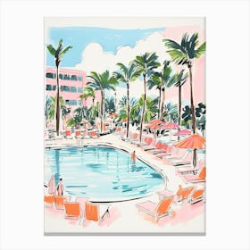 The Fontainebleau Miami Beach   Miami Beach, Florida   Resort Storybook Illustration 1 Canvas Print