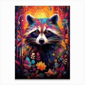 A Forest Raccoon Vibrant Paint Splash 3 Canvas Print
