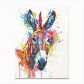 Donkey Colourful Watercolour 1 Canvas Print
