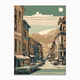 Retro City Street VECTOR ART Canvas Print