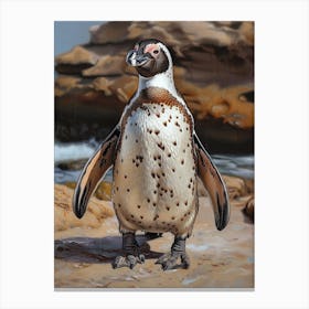 African Penguin Kangaroo Island Penneshaw Oil Painting 3 Canvas Print