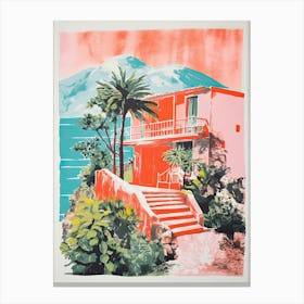 A House In Capri, Abstract Risograph Style 1 Canvas Print