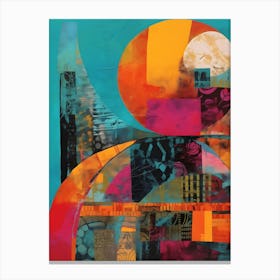 Geometric Abstract Collage In Pantone Monoprint Splashed Colors Canvas Print