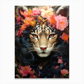 Tiger With Flowers 1 Canvas Print