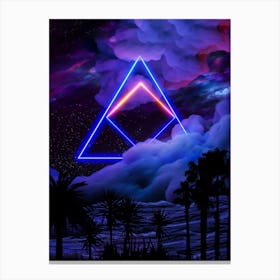 Neon palms landscape: Triangle [synthwave/vaporwave/cyberpunk] — aesthetic retrowave neon poster Canvas Print