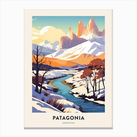 Vintage Winter Travel Poster Patagonia Argentina 1 Canvas Print
