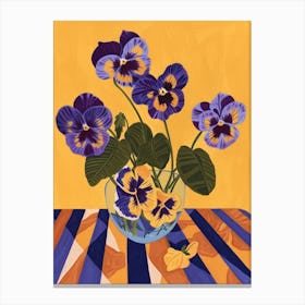 Pansy Flowers On A Table   Contemporary Illustration 4 Canvas Print