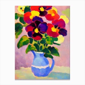Pansy Floral Abstract Block Colour 1 1 Flower Canvas Print