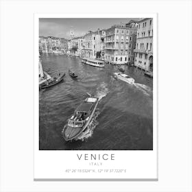 Venice Canals Black And White Coordinates Canvas Print