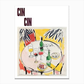 Cin Cin Poster Wine Lunch Matisse Style 1 Canvas Print