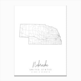 Nebraska Minimal Street Map Canvas Print