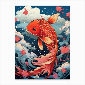 Goldfish Animal Drawing In The Style Of Ukiyo E 1 Canvas Print