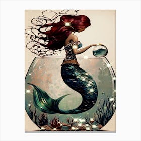 Mermaid In A Fishbowl 1 Canvas Print