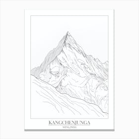 Kangchenjunga Nepal India Line Drawing 1 Poster Canvas Print