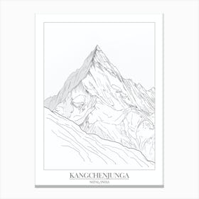 Kangchenjunga Nepal India Line Drawing 1 Poster Stampe su tela