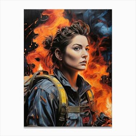 Girl In The Fire Canvas Print